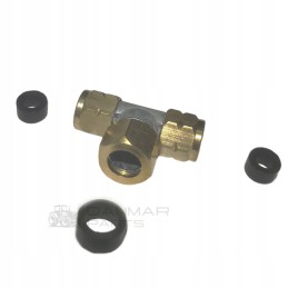 Overflow connector tee with john deere gaskets