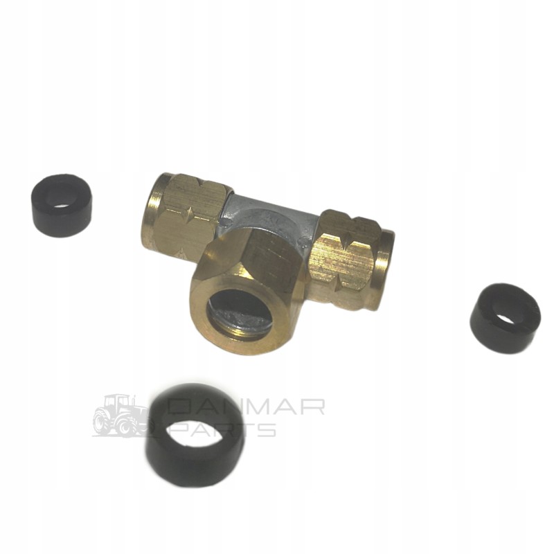 Overflow connector tee with john deere gaskets