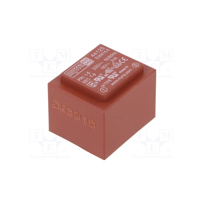 1 pcs x MYRRA - 44125 - Transformer: encapsulated, 2VA, 230VAC, 18V, 111mA, PCB