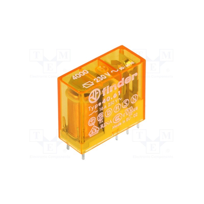 1 pcs x FINDER - 40.61.8.230.4000 - Relay: electromagnetic, SPDT, Ucoil: 230VAC, Icontacts max: 30A