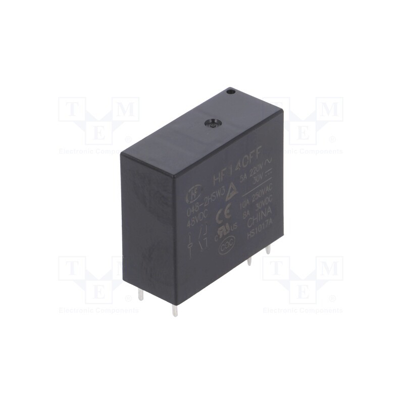 1 pcs x HONGFA RELAY - HF140FF/048-2HSW3 - Relay: electromagnetic, DPST-NO, Ucoil: 48VDC, 10A, 10A/250VAC