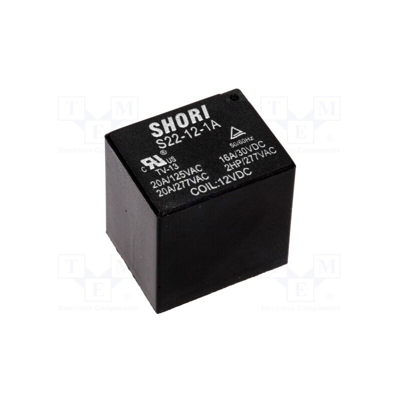 1 pcs x SHORI ELECTRIC - S22-12-1A - Relay: electromagnetic, SPST-NO, Ucoil: 12VDC, Icontacts max: 16A