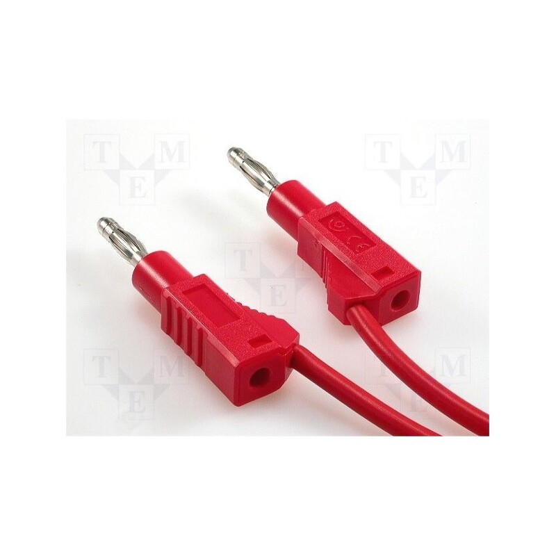 1 pcs x ELECTRO-PJP - 2117-200-RT - Test lead, 60VDC, 36A, banana plug 4mm,both sides, Len: 2m, red
