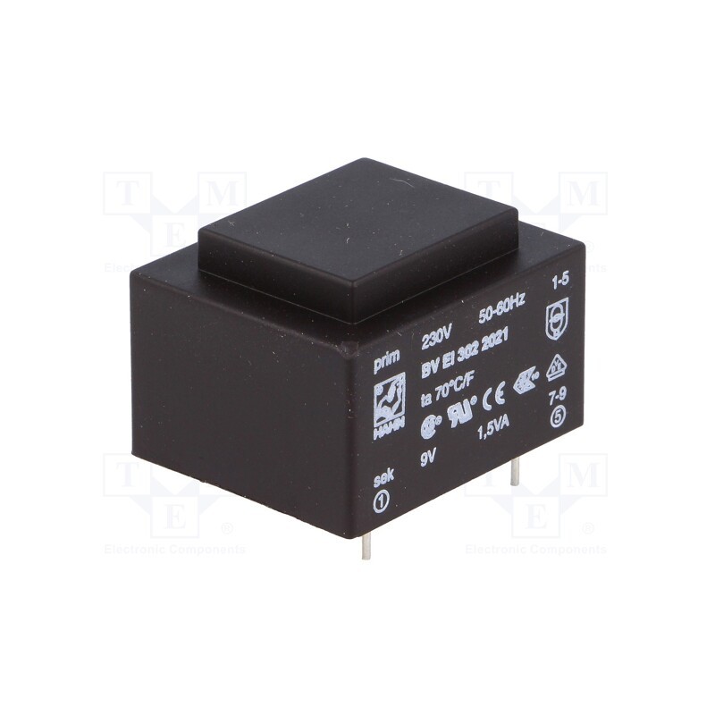 1 pcs x HAHN - BV EI 302 2021-1 - Transformer: encapsulated, 1.5VA, 230VAC, 9V, 166mA, PCB, BVEI