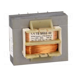 1 pcs x INDEL - TS5/003 - Transformer: mains, 5VA, 230VAC, 6V, 6V, 400mA, 400mA, screw type