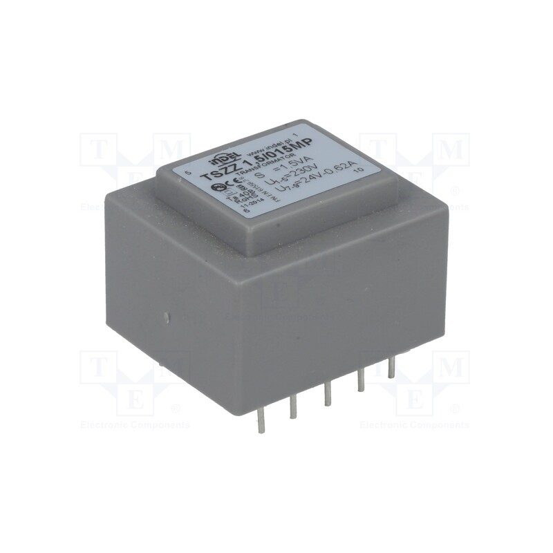1 pcs x INDEL - TSZZ1.5/015MP - Transformer: encapsulated, 1.2VA, 230VAC, 24V, 50mA, PCB, IP00