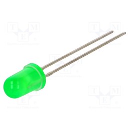1 pcs x LITEON - LTL2R3KG - LED, 5mm, green, 85÷180mcd, 40°, Front: convex, 2.1÷2.4V