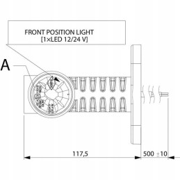 Front, rear outline and position lamp, straight LED