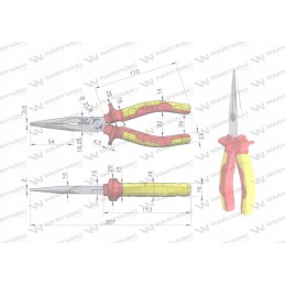 Insulated pliers, extended straight, 200 mm vde m