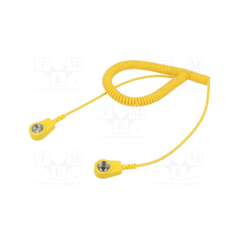 1 pcs x DESCO EUROPE - 230245 - Connection cable, ESD,coiled, yellow, 1MΩ, 2m
