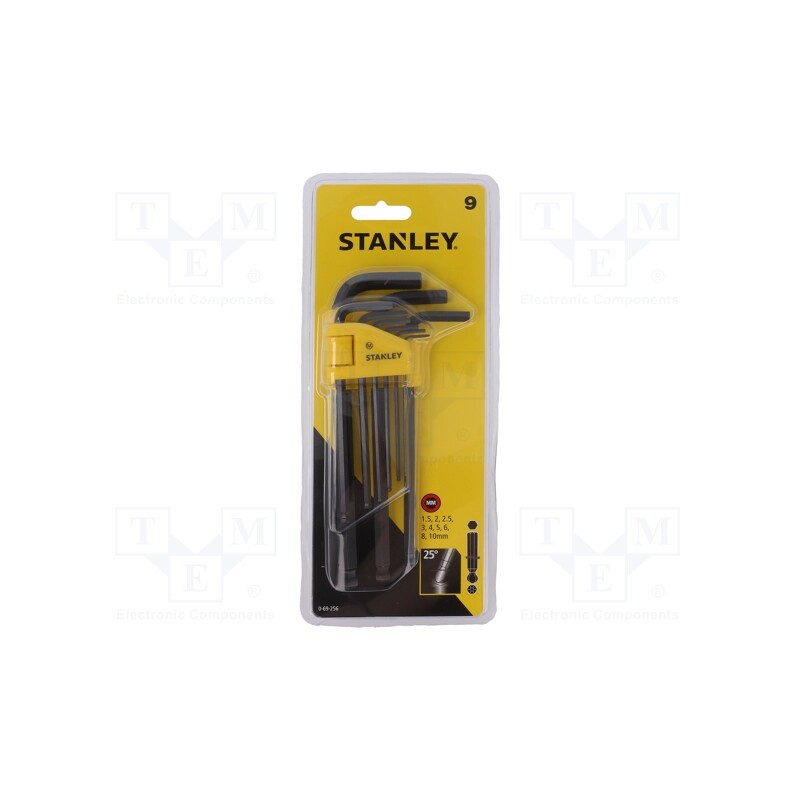 1 set x STANLEY - 0-69-256 - Wrenches set, hex key, Plating: black finish, 9pcs.