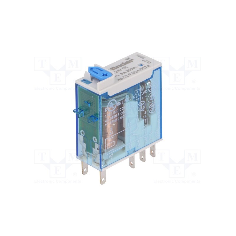 1 pcs x FINDER - 46.52.9.024.0074 - Relay: electromagnetic, DPDT, Ucoil: 24VDC, Icontacts max: 15A