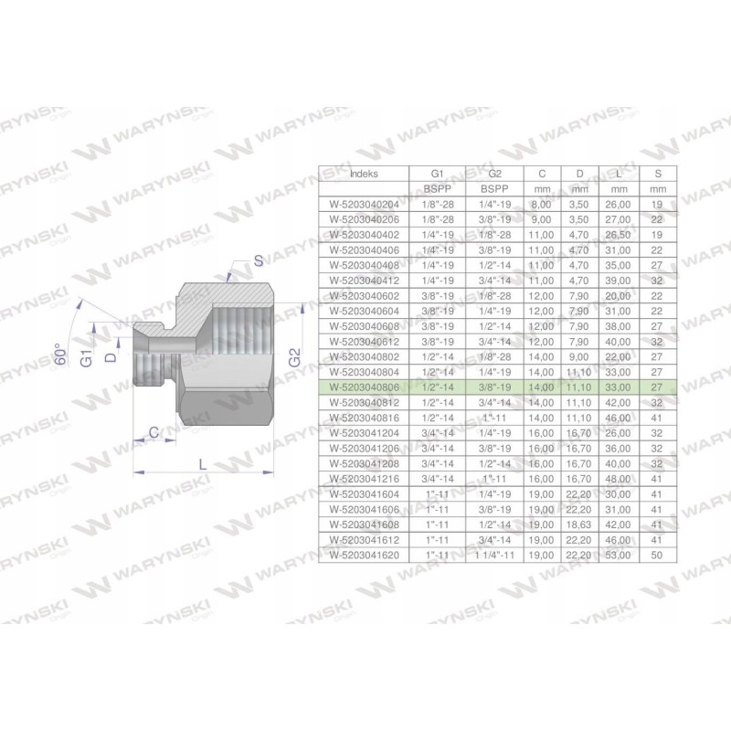 Inch differential sleeve AB 1 2 male x 3 8 BSP 2 pcs