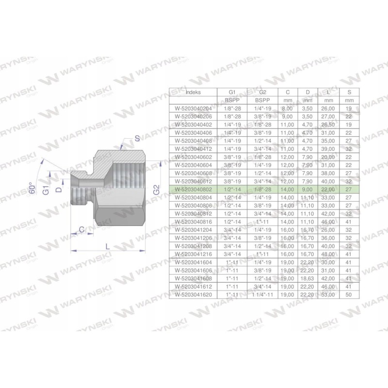Inch differential sleeve AB 1 2 male x 1 8 BSP 2 pcs
