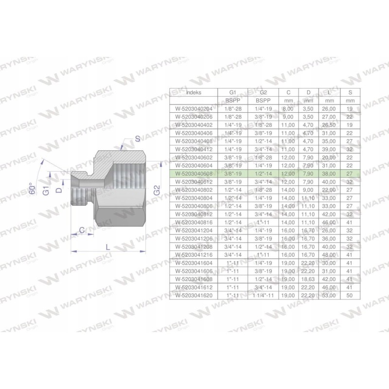 Inch differential sleeve AB 3 8 threads x 1 2 bsp 2 pcs