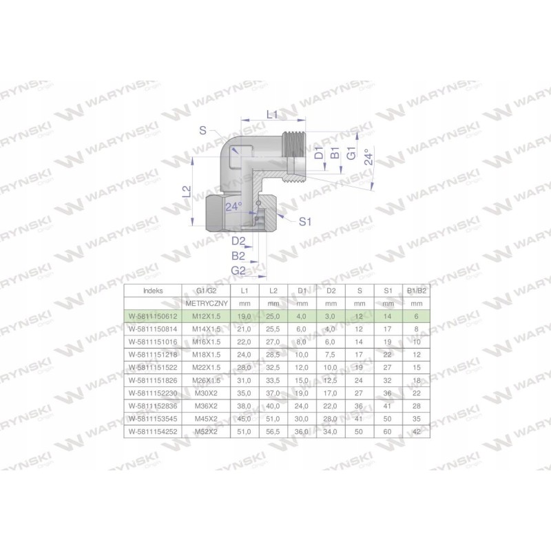 Hydraulic elbow ab m12x1 5 06l xevw 2 pcs