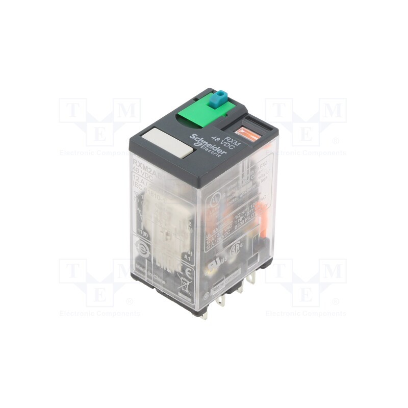 1 pcs x SCHNEIDER ELECTRIC - RXM2AB1ED - Relay: electromagnetic, DPDT, Ucoil: 48VDC, Icontacts max: 12A