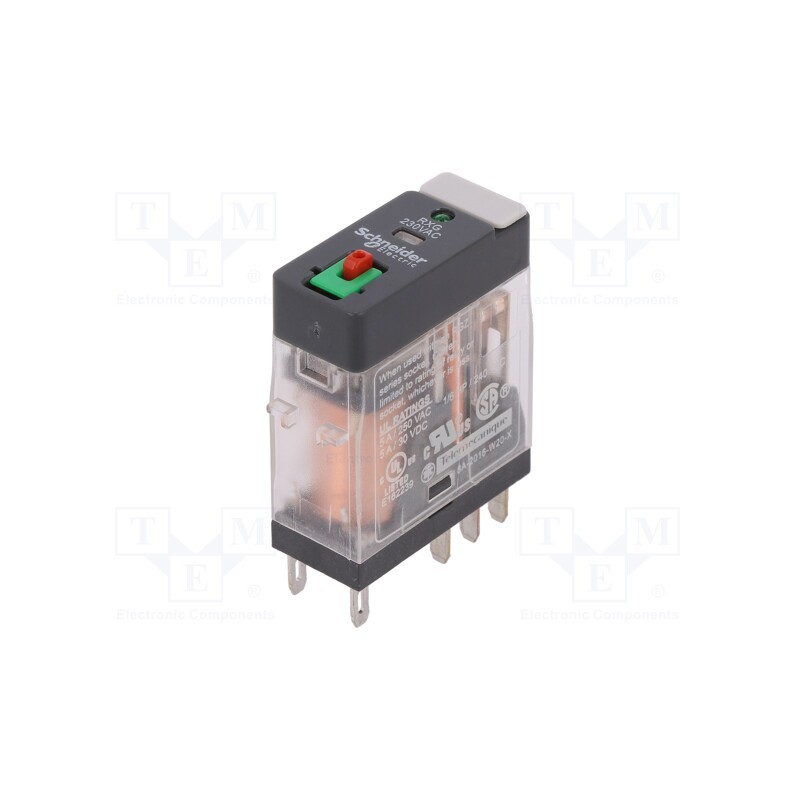 1 pcs x SCHNEIDER ELECTRIC - RXG22P7 - Relay: electromagnetic, DPDT, Ucoil: 230VAC, 5A, 5A/250VAC, socket