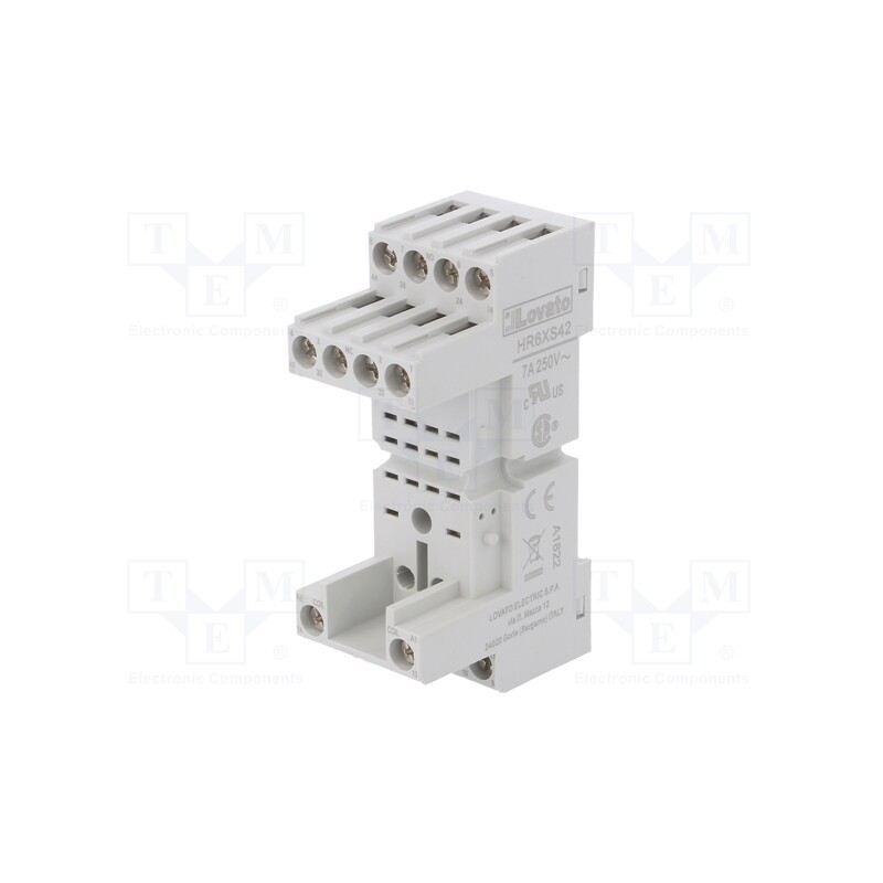 1 pcs x LOVATO ELECTRIC - HR6XS42 - Socket, PIN: 14, 10A, 250VAC, for DIN rail mounting, Series: HR60