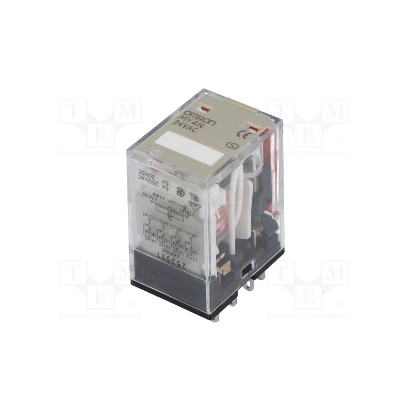1 pcs x OMRON - MY4N 24VAC (S) - Relay: electromagnetic, 4PDT, Ucoil: 24VAC, Icontacts max: 5A