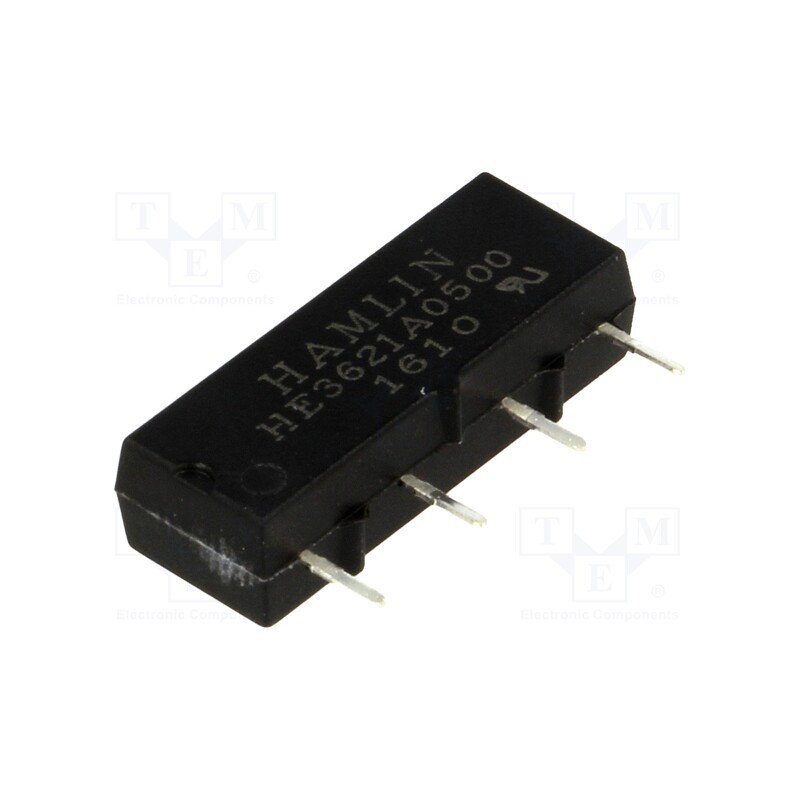 1 pcs x LITTELFUSE - HE3621A0500 - Relay: reed switch, SPST-NO, Ucoil: 5VDC, 500mA, max.200VDC, 10W