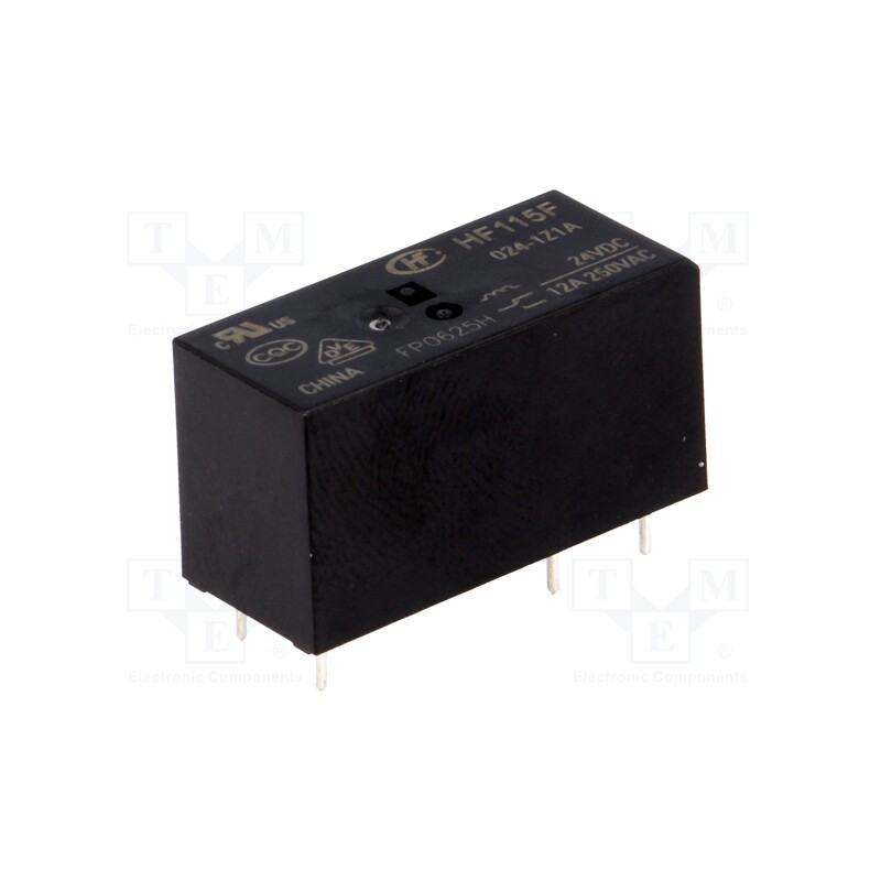 1 pcs x HONGFA RELAY - HF115F/024-1Z1A - Relay: electromagnetic, SPDT, Ucoil: 24VDC, 12A, 12A/250VAC, PCB