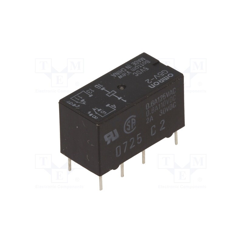 1 pcs x OMRON OCB - G5V-2-5VDC - Relay: electromagnetic, DPDT, Ucoil: 5VDC, Icontacts max: 2A, PCB
