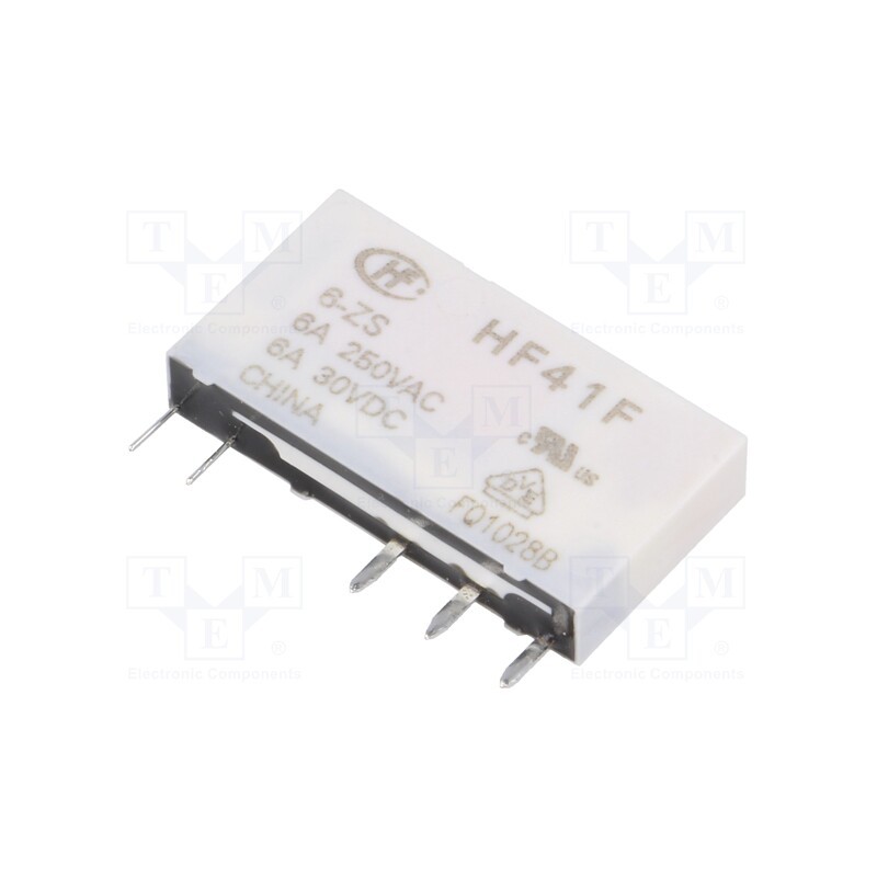 1 pcs x HONGFA RELAY - HF41F/6-ZS - Relay: electromagnetic, SPDT, Ucoil: 6VDC, 6A, 6A/250VAC, 6A/30VDC