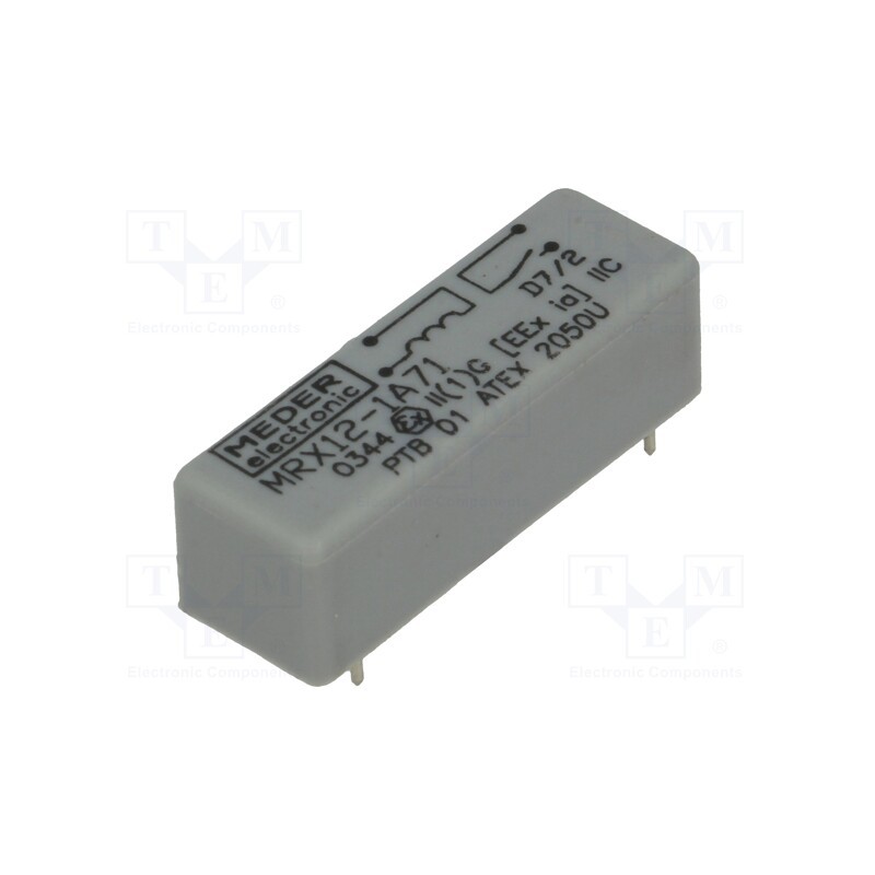 1 pcs x MEDER - MRX12-1A71 - Relay: reed switch, SPST-NO, Ucoil: 12VDC, 1A, max.200VDC, 10W, PCB