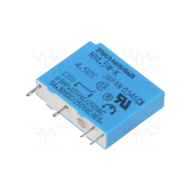 1 pcs x FUJITSU - NY-4.5W-K - Relay: electromagnetic, SPST-NO, Ucoil: 4.5VDC, 5A, 5A/250VAC, PCB