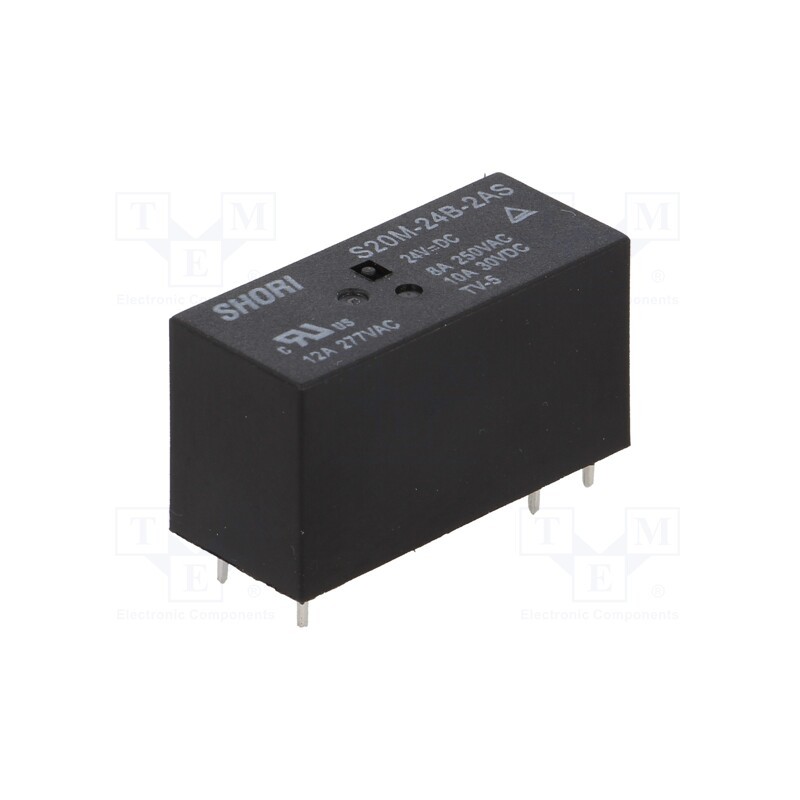 1 pcs x SHORI ELECTRIC - S20M-24B-2AS - Relay: electromagnetic, DPST-NO, Ucoil: 24VDC, Icontacts max: 10A