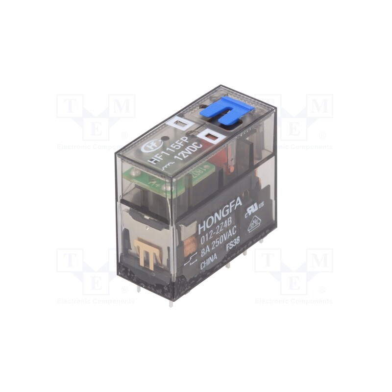 1 pcs x HONGFA RELAY - HF115FP/012-2Z4B - Relay: electromagnetic, DPDT, Ucoil: 12VDC, 8A, 8A/250VAC, PCB