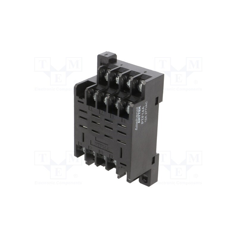 1 pcs x AMPHENOL ANYTEK - PTF14A00G - Socket, PIN: 14, 12A, 277VAC, for DIN rail mounting, Series: AL4C
