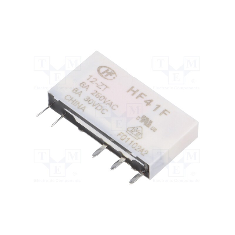 1 pcs x HONGFA RELAY - HF41F/12-ZT - Relay: electromagnetic, SPDT, Ucoil: 12VDC, 6A, 6A/250VAC, 6A/30VDC