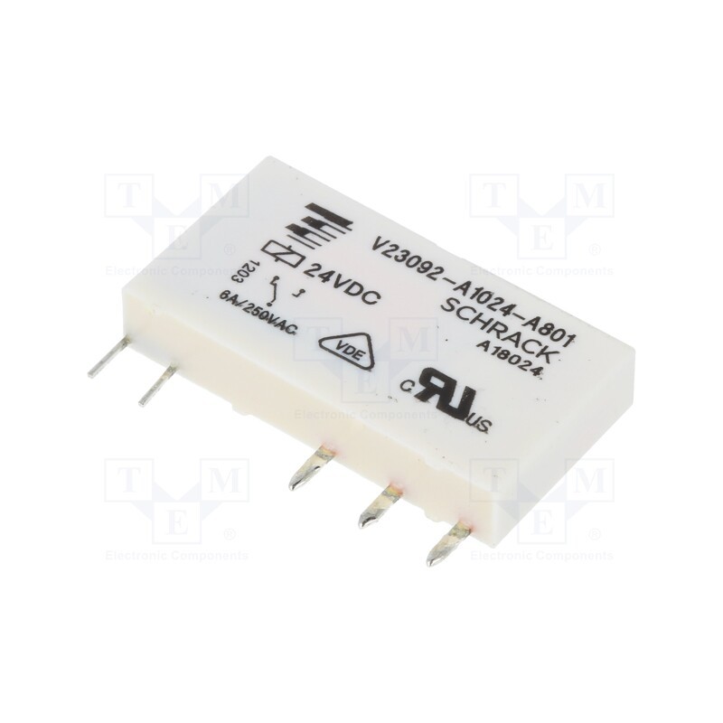 1 pcs x TE Connectivity - 3-1393236-0 - Relay: electromagnetic, SPDT, Ucoil: 24VDC, Icontacts max: 6A, PCB