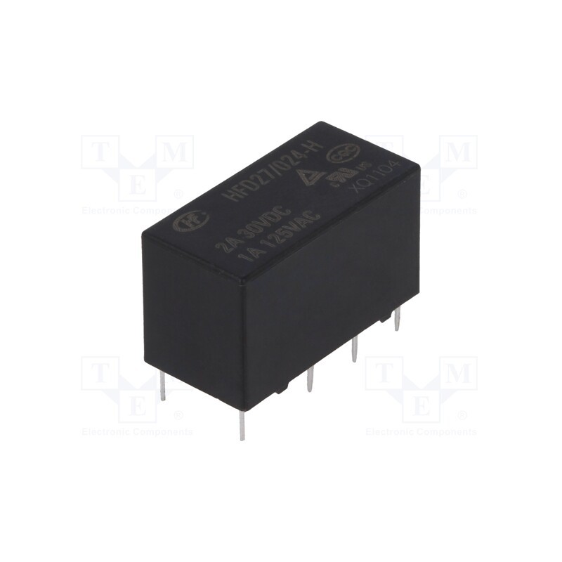 1 pcs x HONGFA RELAY - HFD27/024-H - Relay: electromagnetic, DPDT, Ucoil: 24VDC, 2A, 1A/125VAC, 2A/30VDC