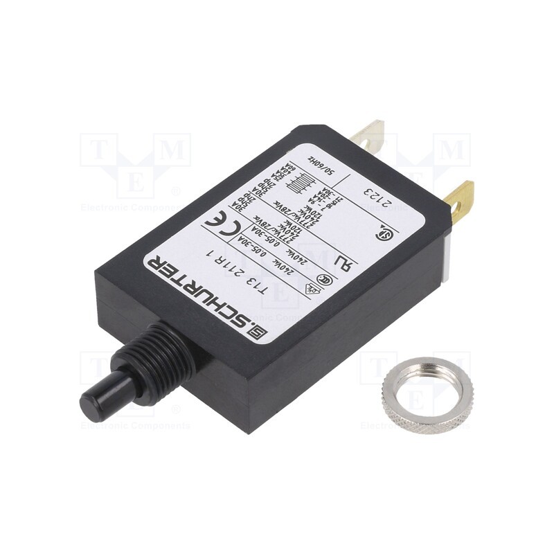 1 pcs x SCHURTER - 4411.0087 - Circuit breaker, Urated: 240VAC, 28VDC, 1A, SPST, Poles: 1, screw