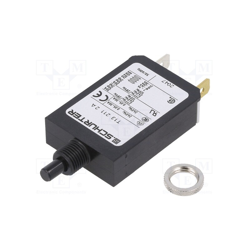 1 pcs x SCHURTER - 4411.0013 - Circuit breaker, Urated: 240VAC, 28VDC, 2A, SPST, Poles: 1, screw