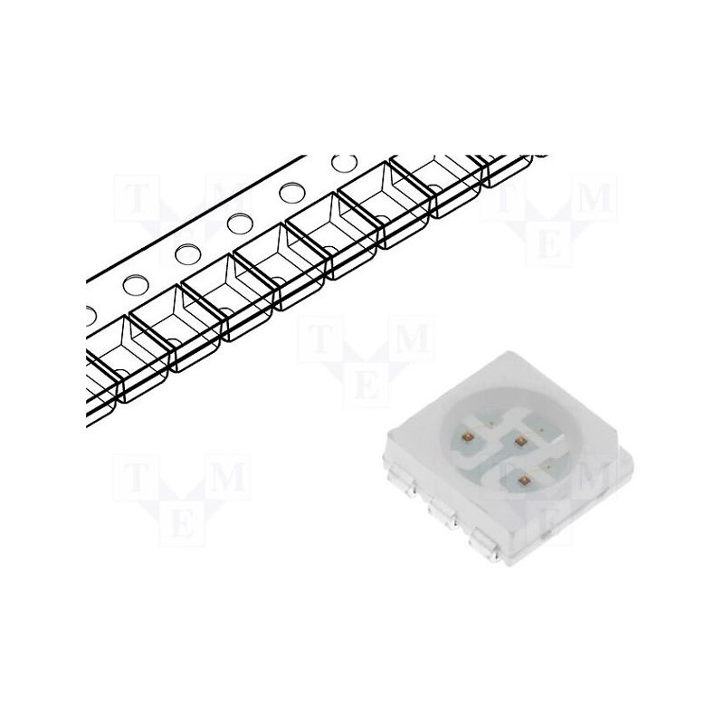 2 pcs x OPTOSUPPLY - OSR5PTS4C1A - LED, SMD, 5060,PLCC6, red, 1560÷1900mcd, 5x5x1.5mm, 120°, 1.8÷2.6V