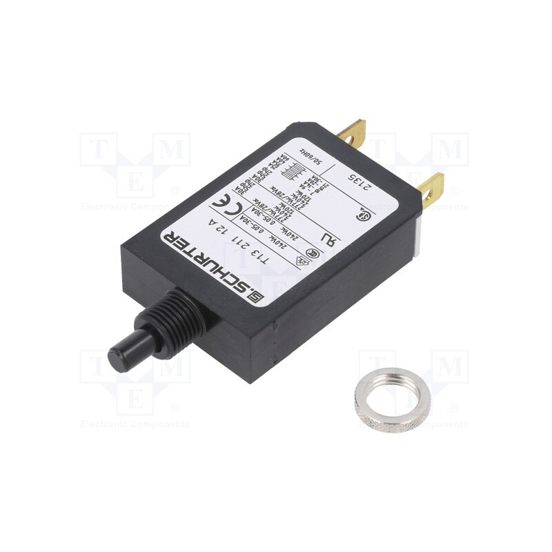 1 pcs x SCHURTER - 4411.002 - Circuit breaker, Urated: 240VAC, 28VDC, 12A, SPST, Poles: 1, screw
