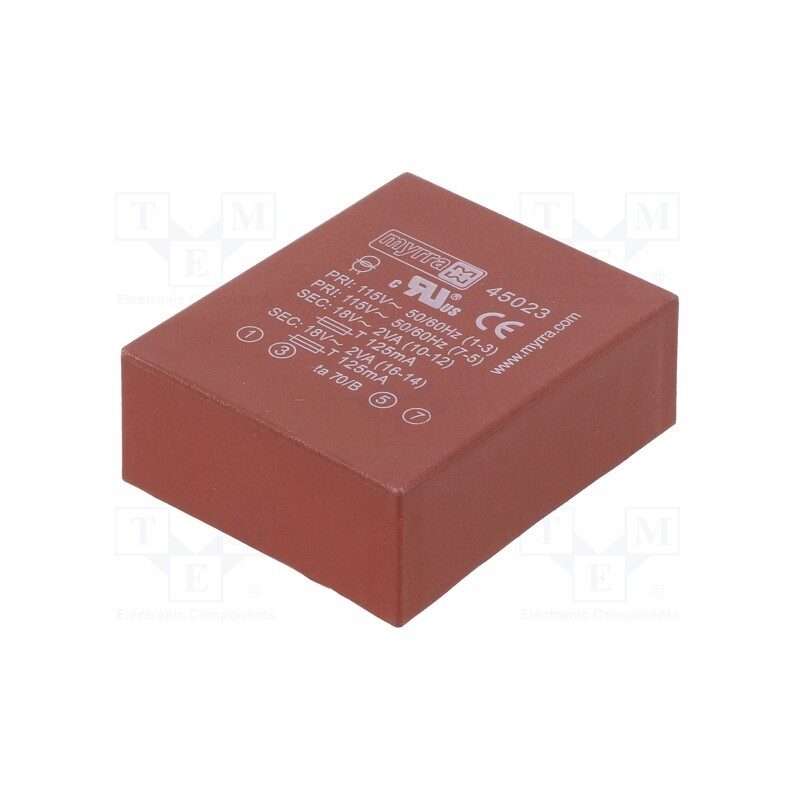 1 pcs x MYRRA - 45023 - Transformer: encapsulated, 4VA, 115VAC,230VAC, 18V, 18V, 111mA