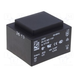 1 pcs x HAHN - BV EI 382 1185 - Transformer: encapsulated, 4.5VA, 230VAC, 6V, 750mA, PCB, BVEI