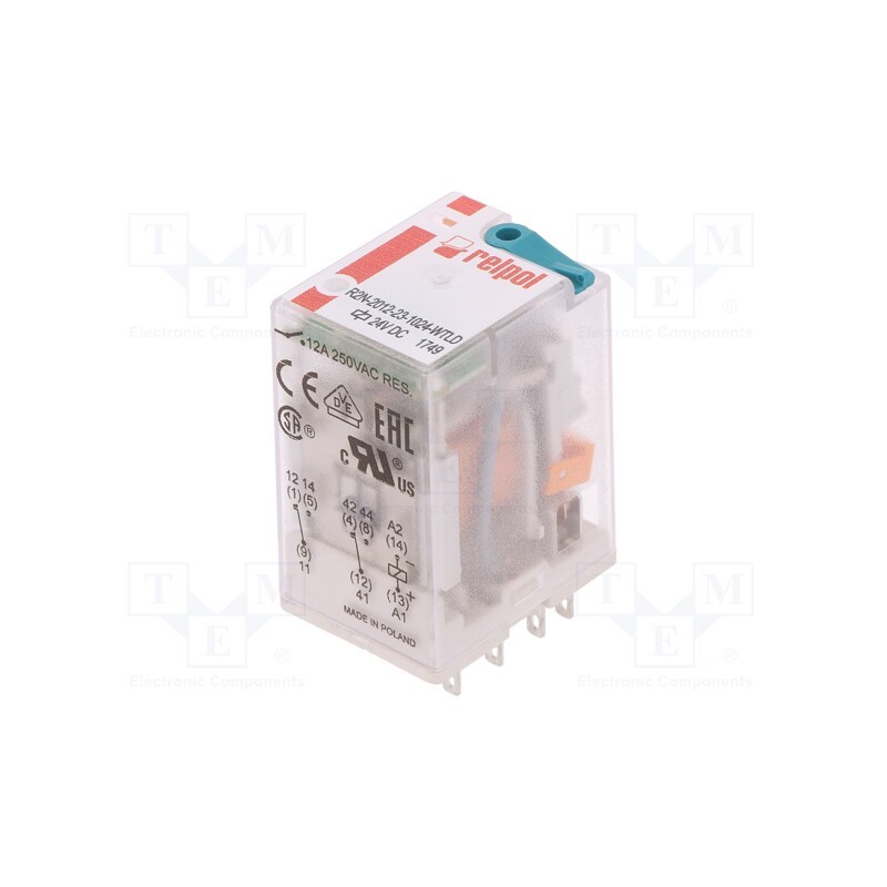1 pcs x RELPOL - R2N-2012-23-1024-WTLD - Relay: electromagnetic, DPDT, Ucoil: 24VDC, Icontacts max: 24A