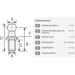 Ball pin stabilus ca4486md