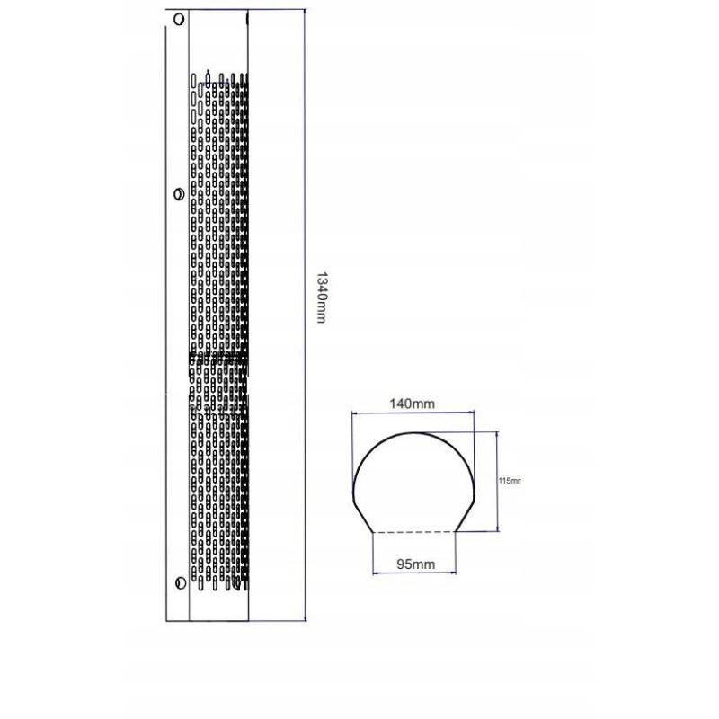 Vertical cover for the exhaust pipe, stainless steel, h18, height