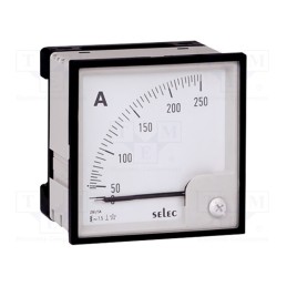 1 pcs x SELEC - AM-I-2-5-CE - Ammeter, on panel, Class: 1.5, 50÷60Hz, Features: 90°, 72x72x68mm