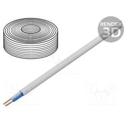 100 m x TECHNOKABEL - YTDY 2X0,5 - Wire, YTDY, 2x0.5mm, round, solid, Cu, PVC, white, Øcore: 0.5mm