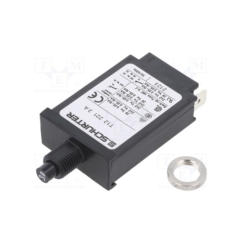 1 pcs x SCHURTER - 4410.0004 - Circuit breaker, Urated: 240VAC, 28VDC, 3A, SPST, Poles: 1, screw