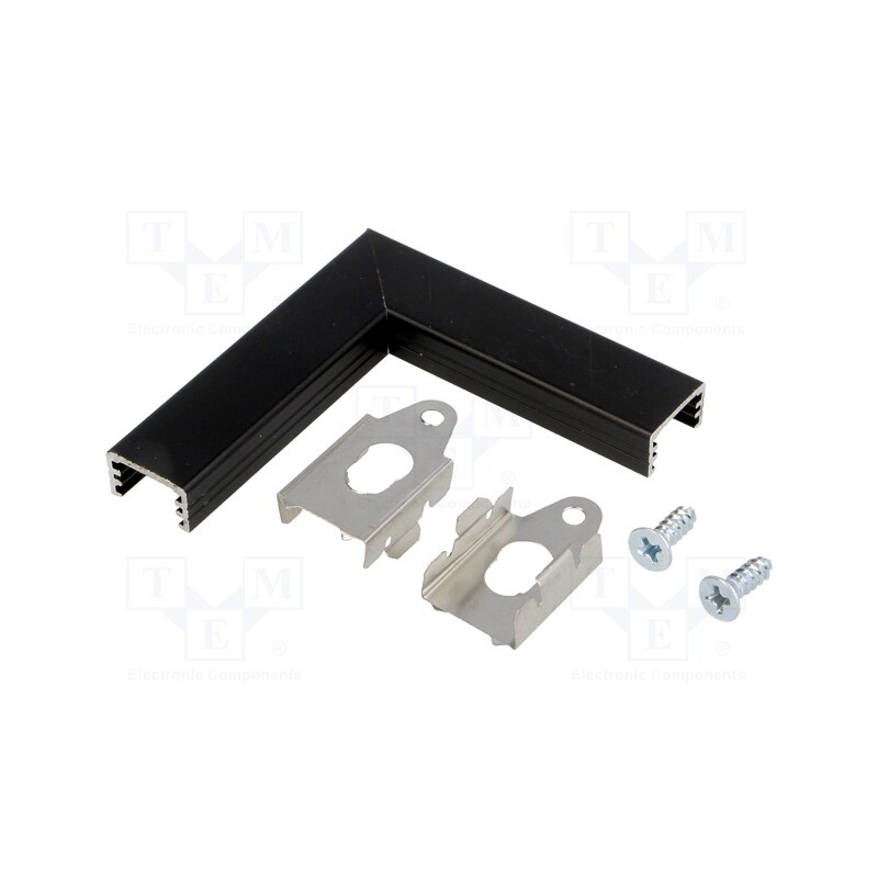 1 set x TOPMET - 89150021 - Connector 90°, black, aluminium, SLIM8