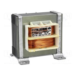 1 pcs x INDEL - TS 25/026 - Transformer: mains, 25VA, 230VAC, 12V, 12V, 1.05A, 1.05A, screw type